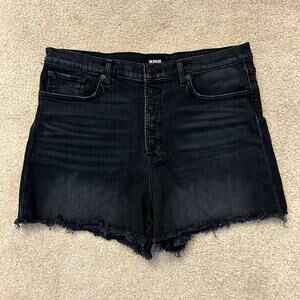 Hudson Streetwear zoeey High Rise Raw Hem Distressed Black Shorts Size 32